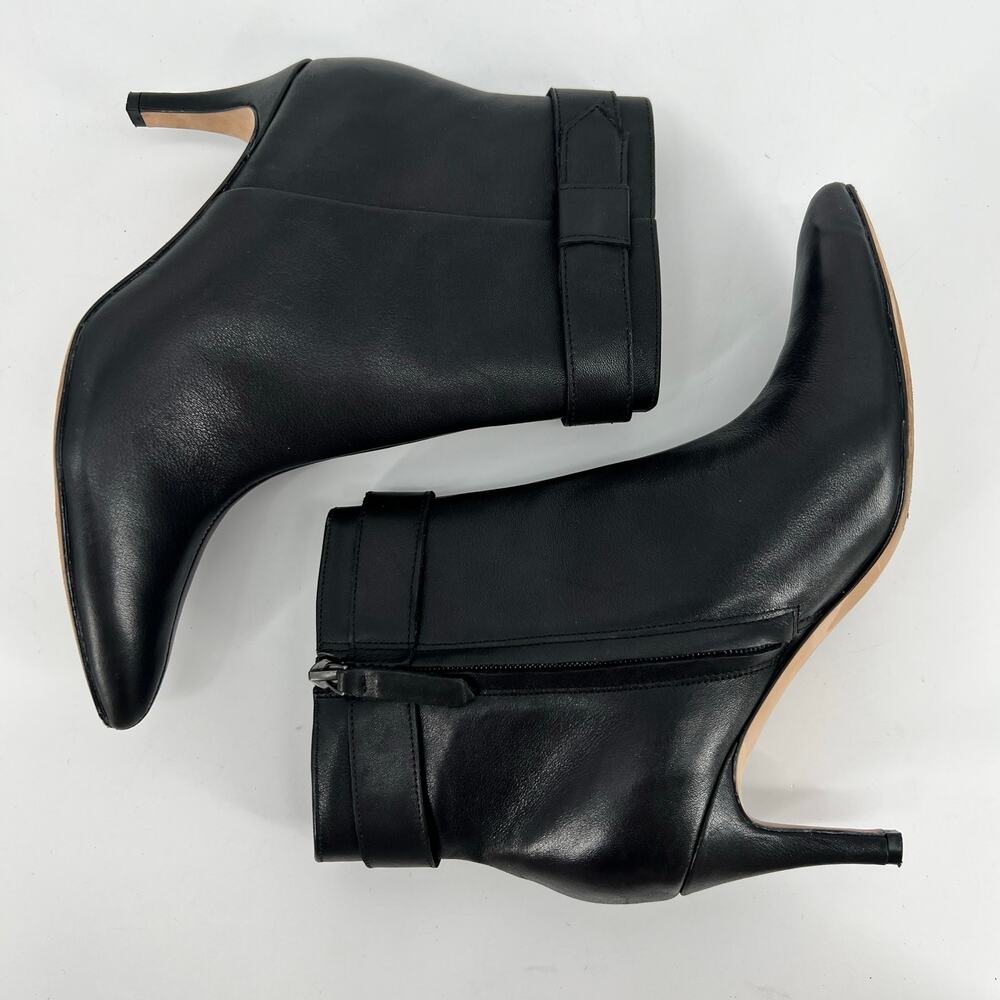 Banana Republic Factory 70mm Heel Dress Bootie Womens 9 Black Leather Belted - Picture 6 of 11